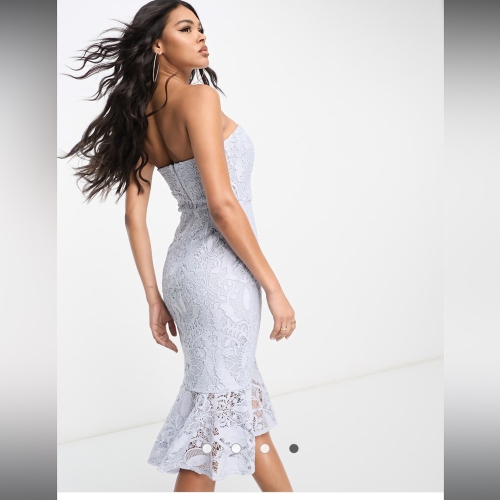 Lipsy sweetheart bandeau midi dress in cornflower blue